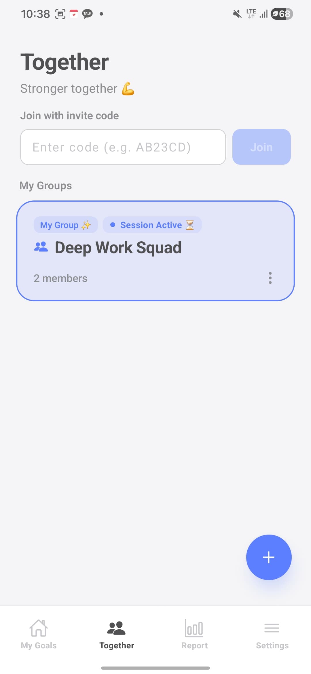 Together — invite friends with a code