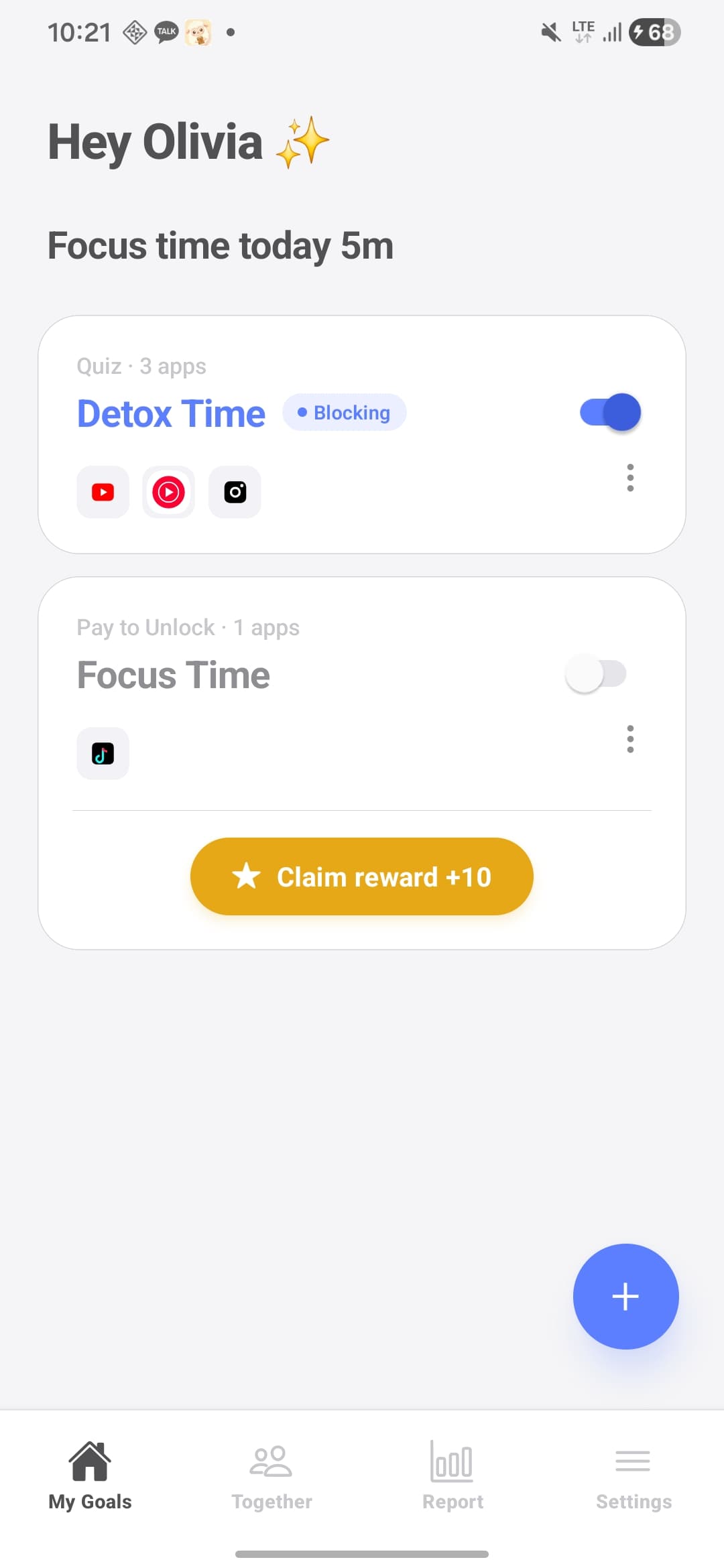 Detox Time — pick which apps to block